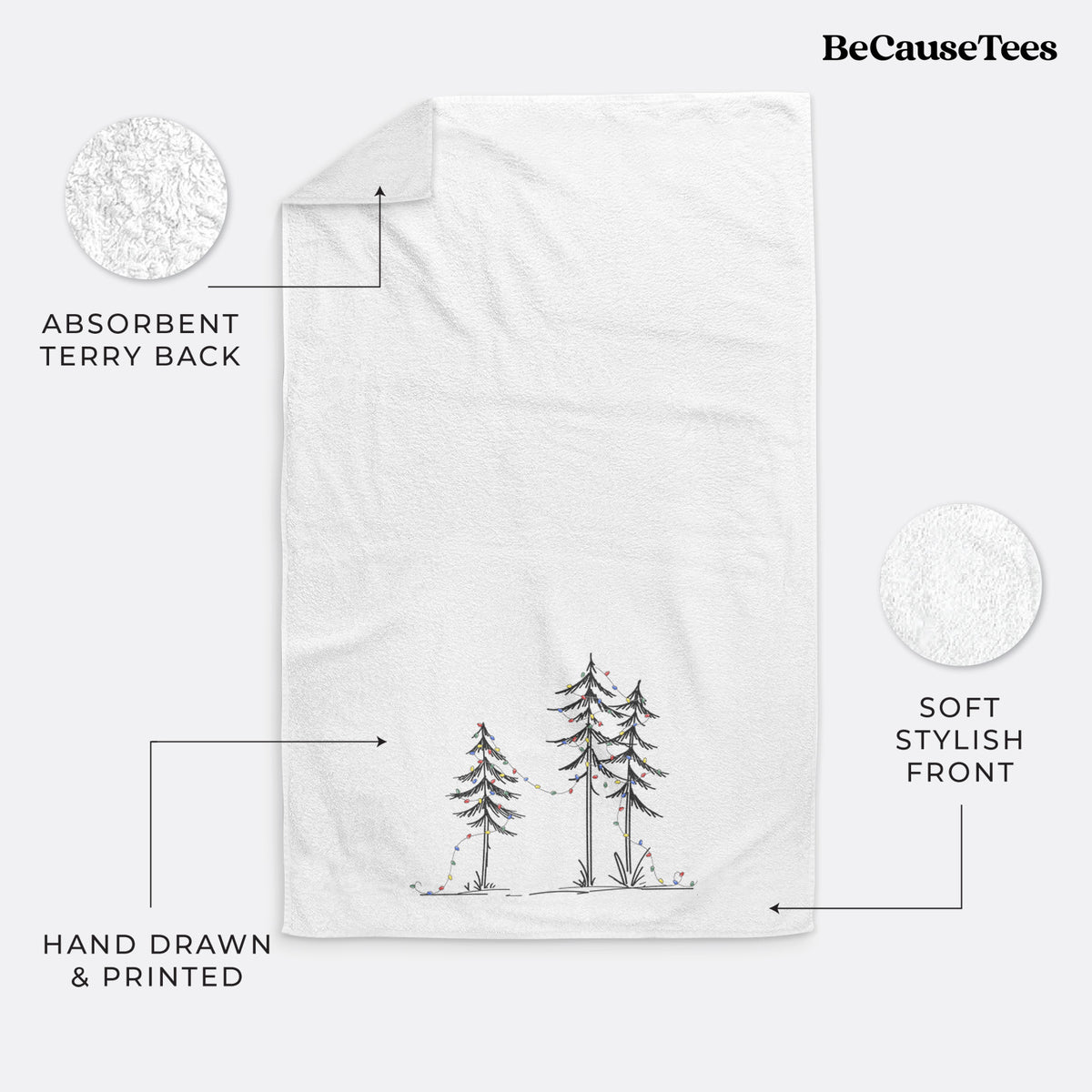 Christmas Deck the Pines Premium Hand Towel, Print Location: Bottom Center