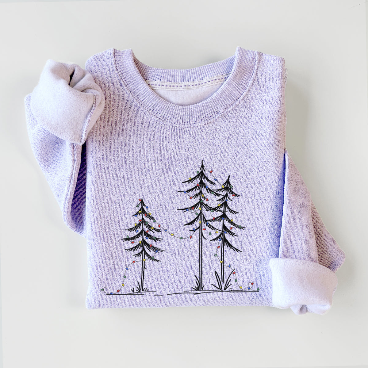 Christmas Deck the Pines - Knit Sweatshirt in Ice Purple
