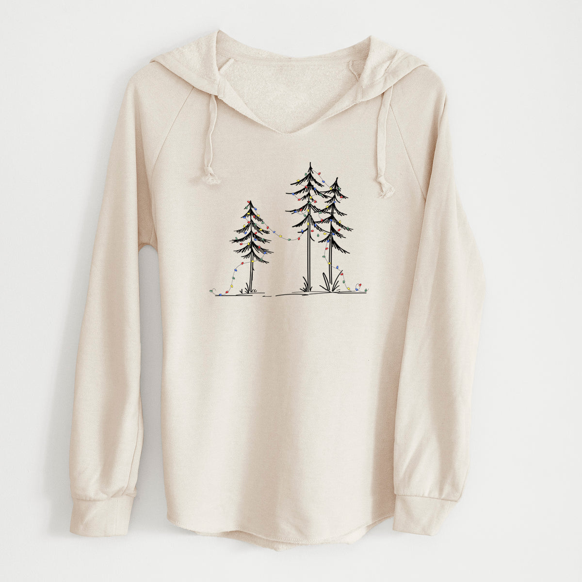 Christmas Deck the Pines - Cali Wave Hooded Sweatshirt in Bone