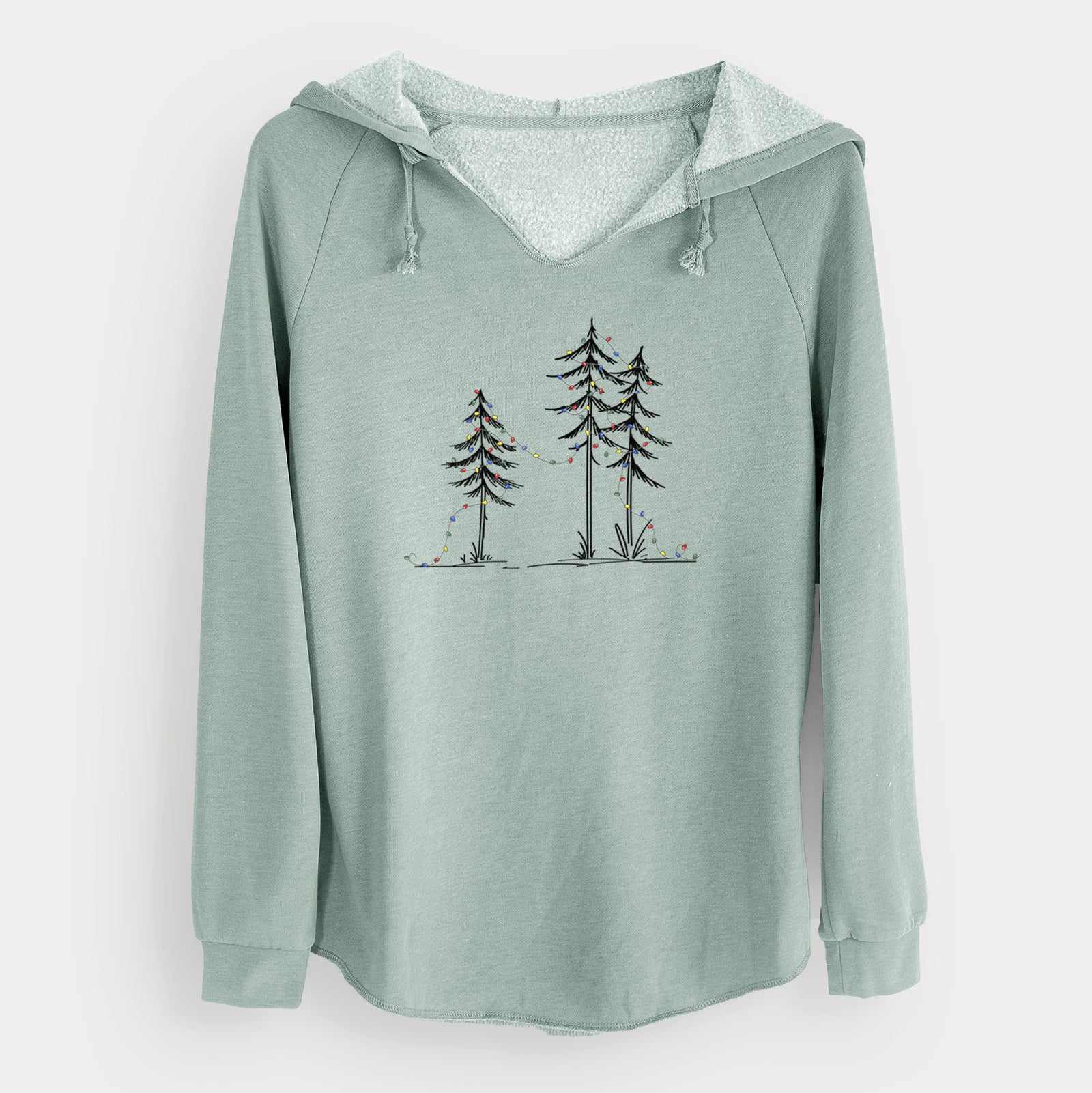Christmas Deck the Pines - Cali Wave Hooded Sweatshirt in Sage