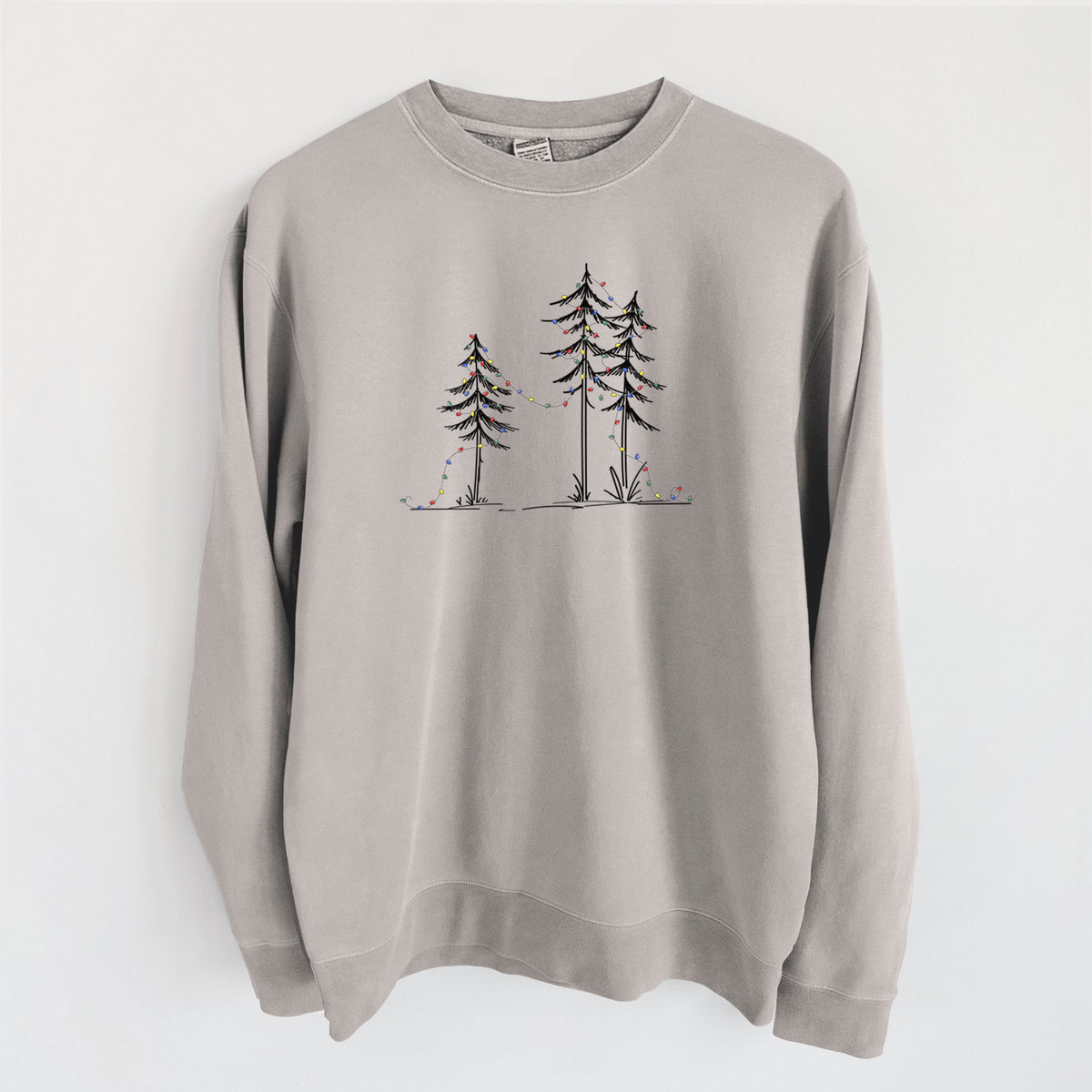 Christmas Deck the Pines - Unisex Pigment Dyed Crew Sweatshirt in Cement