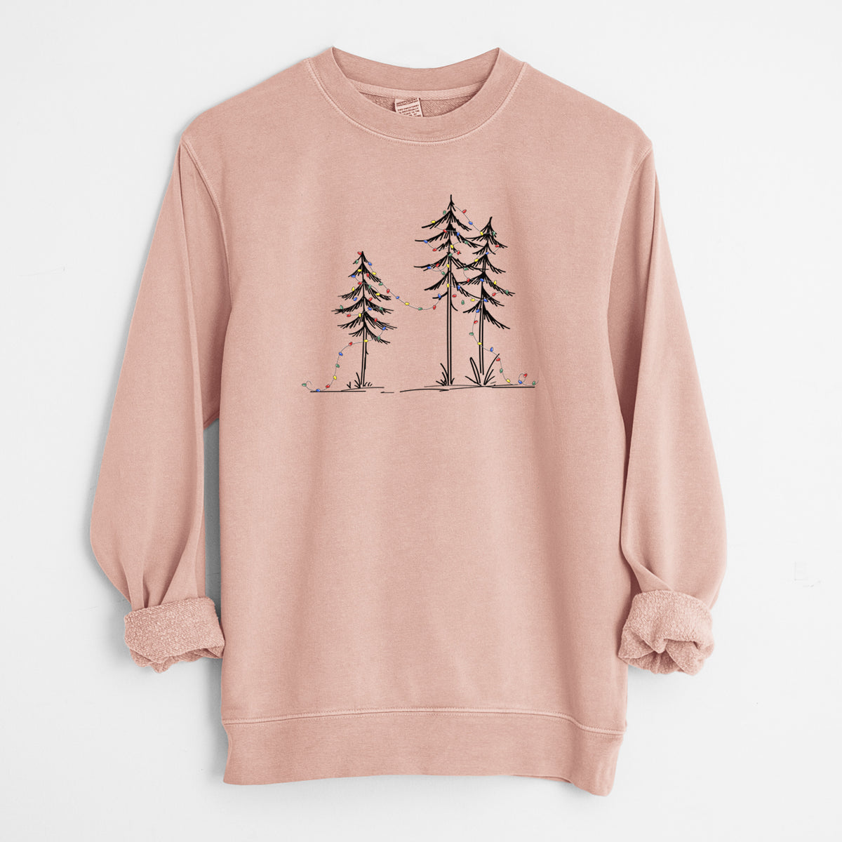 Christmas Deck the Pines - Unisex Pigment Dyed Crew Sweatshirt in Dusty Pink