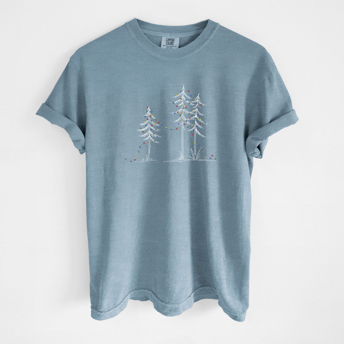 Christmas Deck the Pines - Unisex Comfort Colors Garment-Dyed Heavyweight T-shirt in Steel Blue