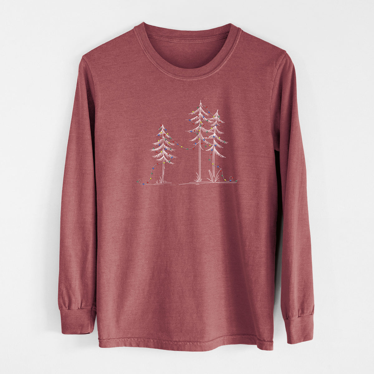 Christmas Deck the Pines - Unisex Comfort Colors 100% Cotton Long Sleeve in Brick