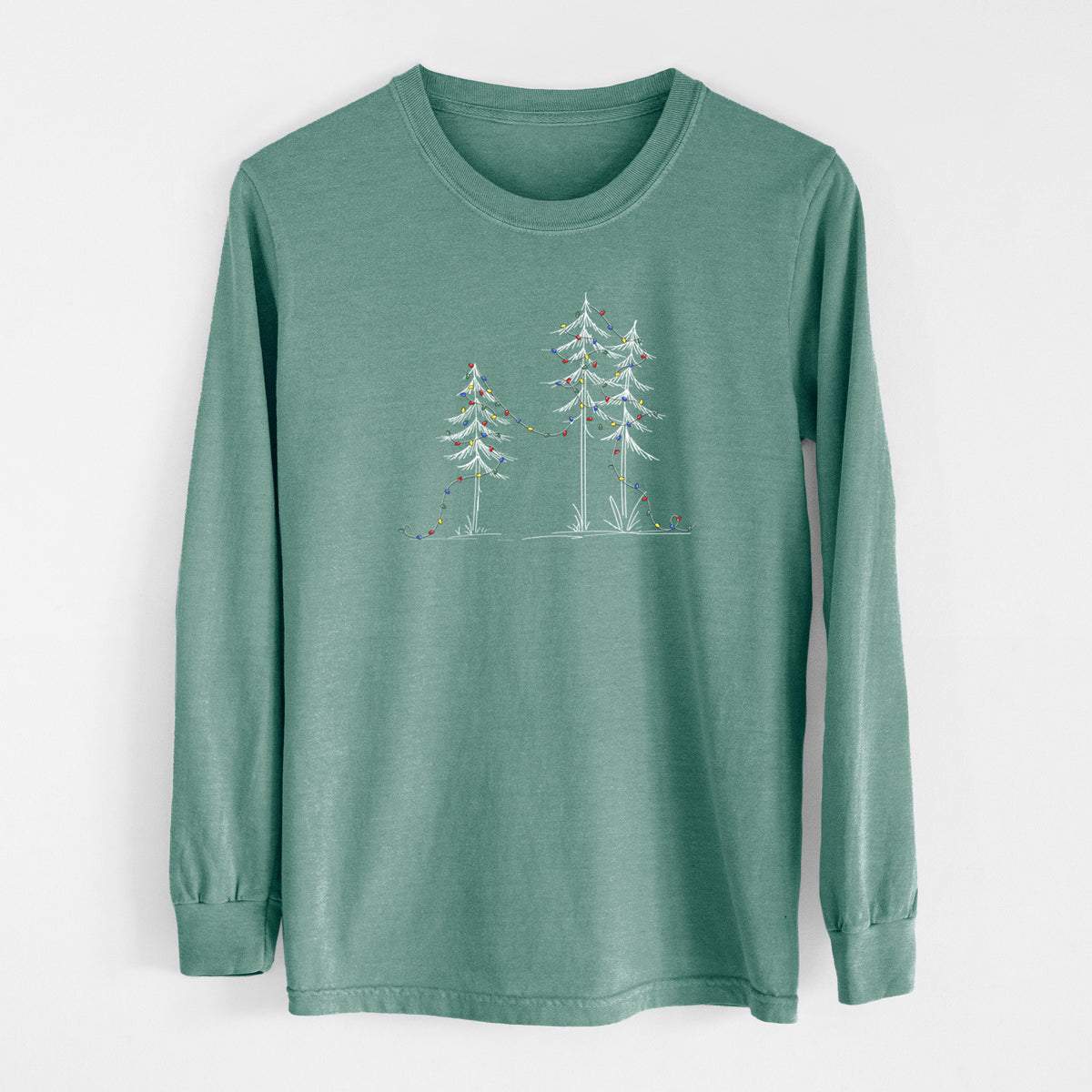 Christmas Deck the Pines - Unisex Comfort Colors 100% Cotton Long Sleeve in Pine Green
