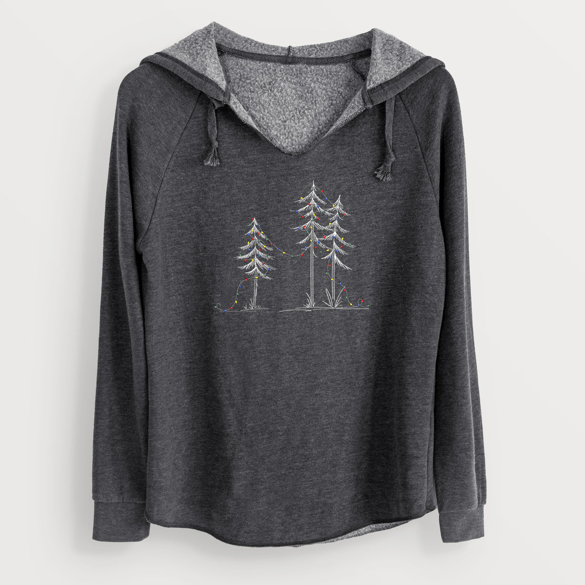 Christmas Deck the Pines - Cali Wave Hooded Sweatshirt in Charcoal Grey