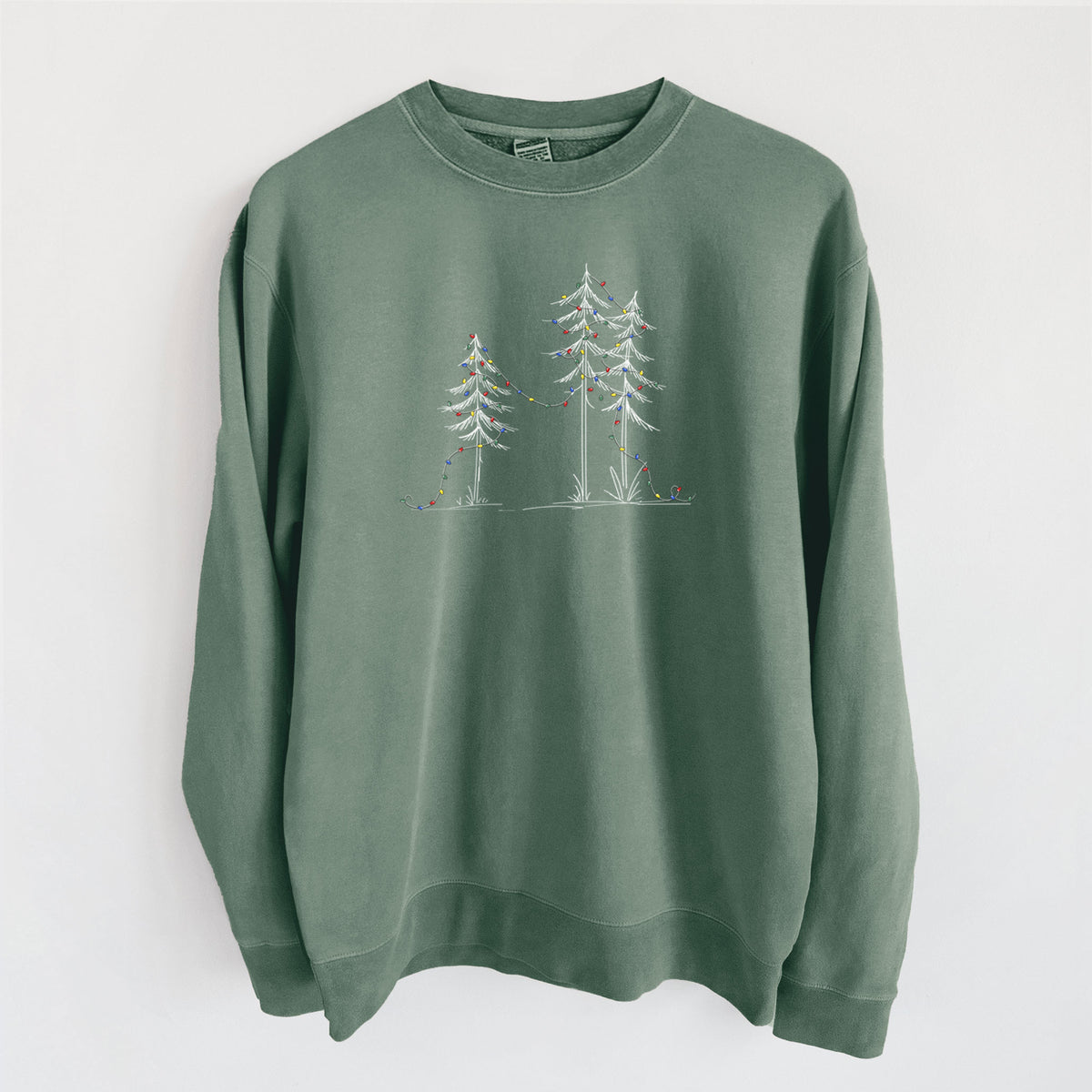 Christmas Deck the Pines - Unisex Pigment Dyed Crew Sweatshirt in Alpine Green
