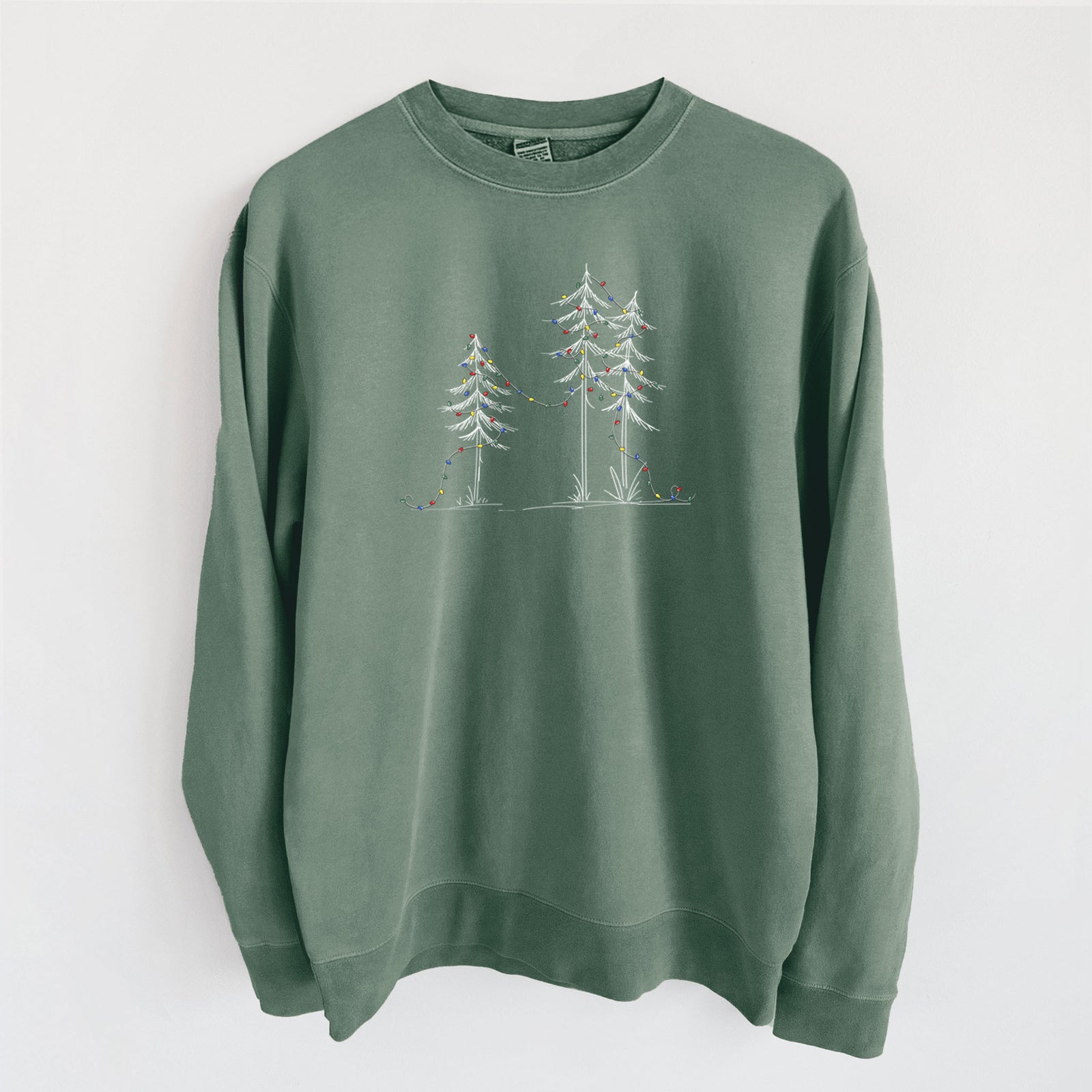 Christmas Deck the Pines - Unisex Pigment Dyed Crew Sweatshirt in Alpine Green