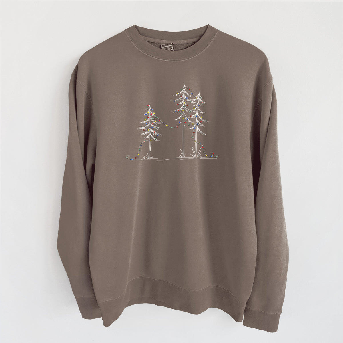 Christmas Deck the Pines - Unisex Pigment Dyed Crew Sweatshirt in Espresso color