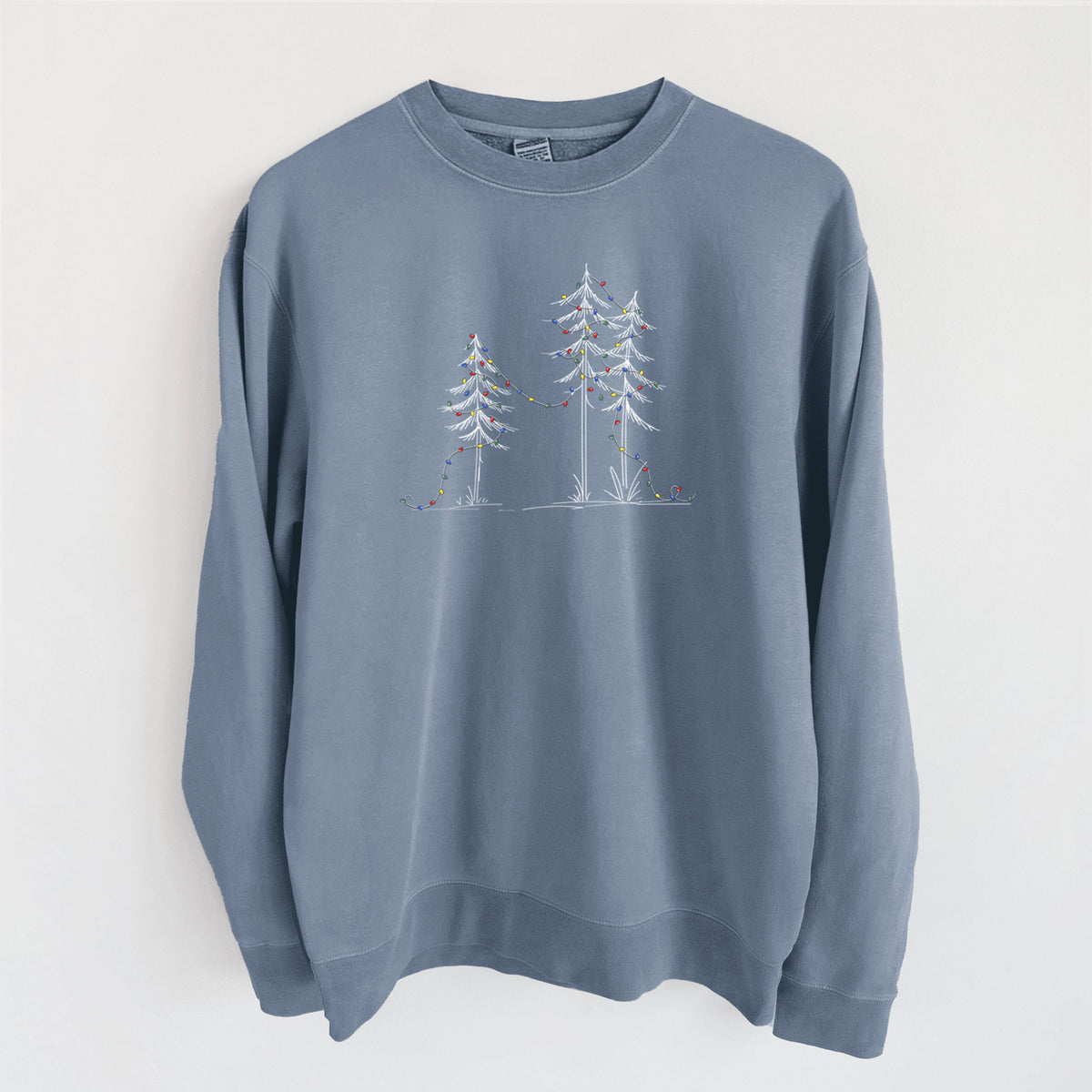 Christmas Deck the Pines - Unisex Pigment Dyed Crew Sweatshirt in Slate Blue