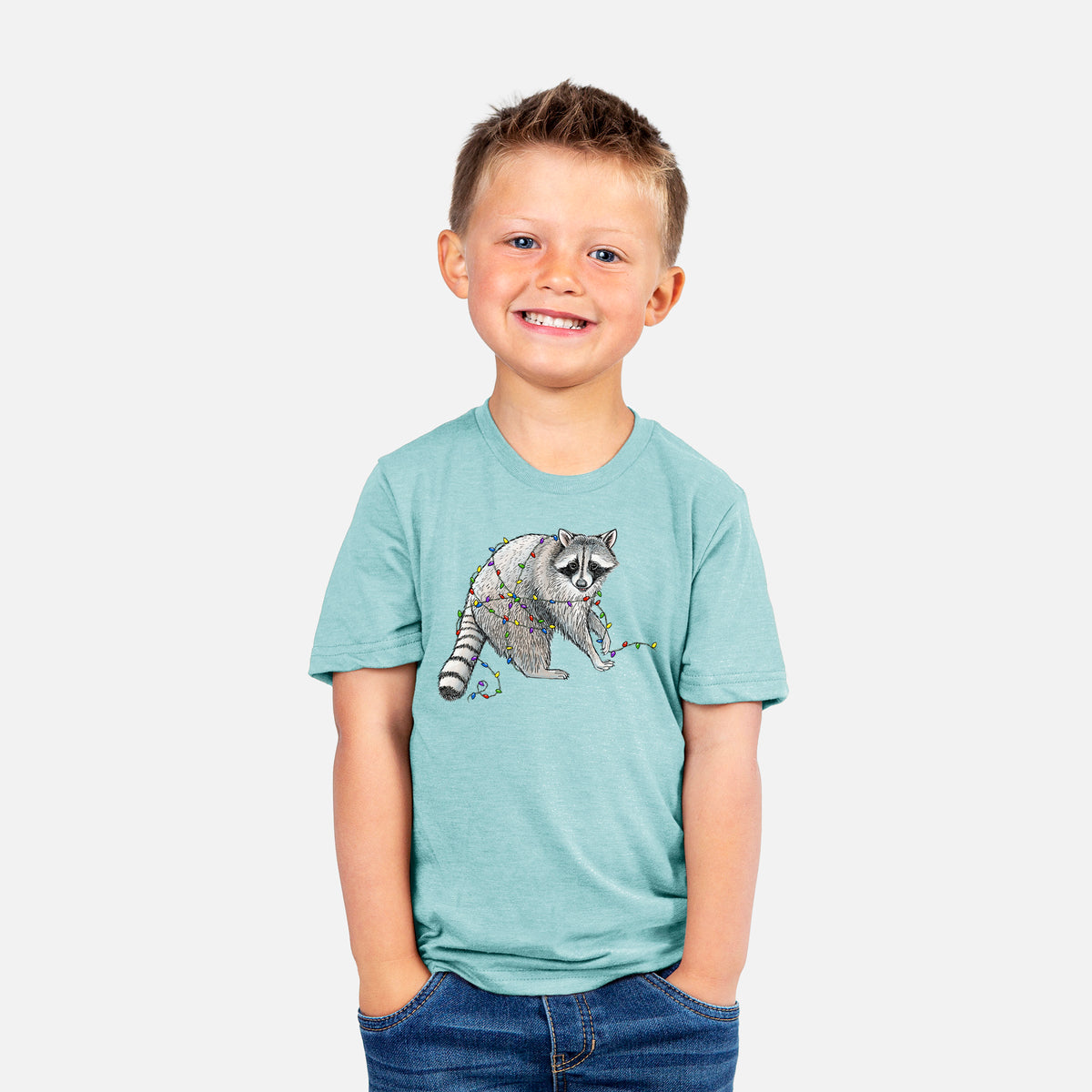 Christmas Raccoon - Toddler/Youth Shirt, worn by model