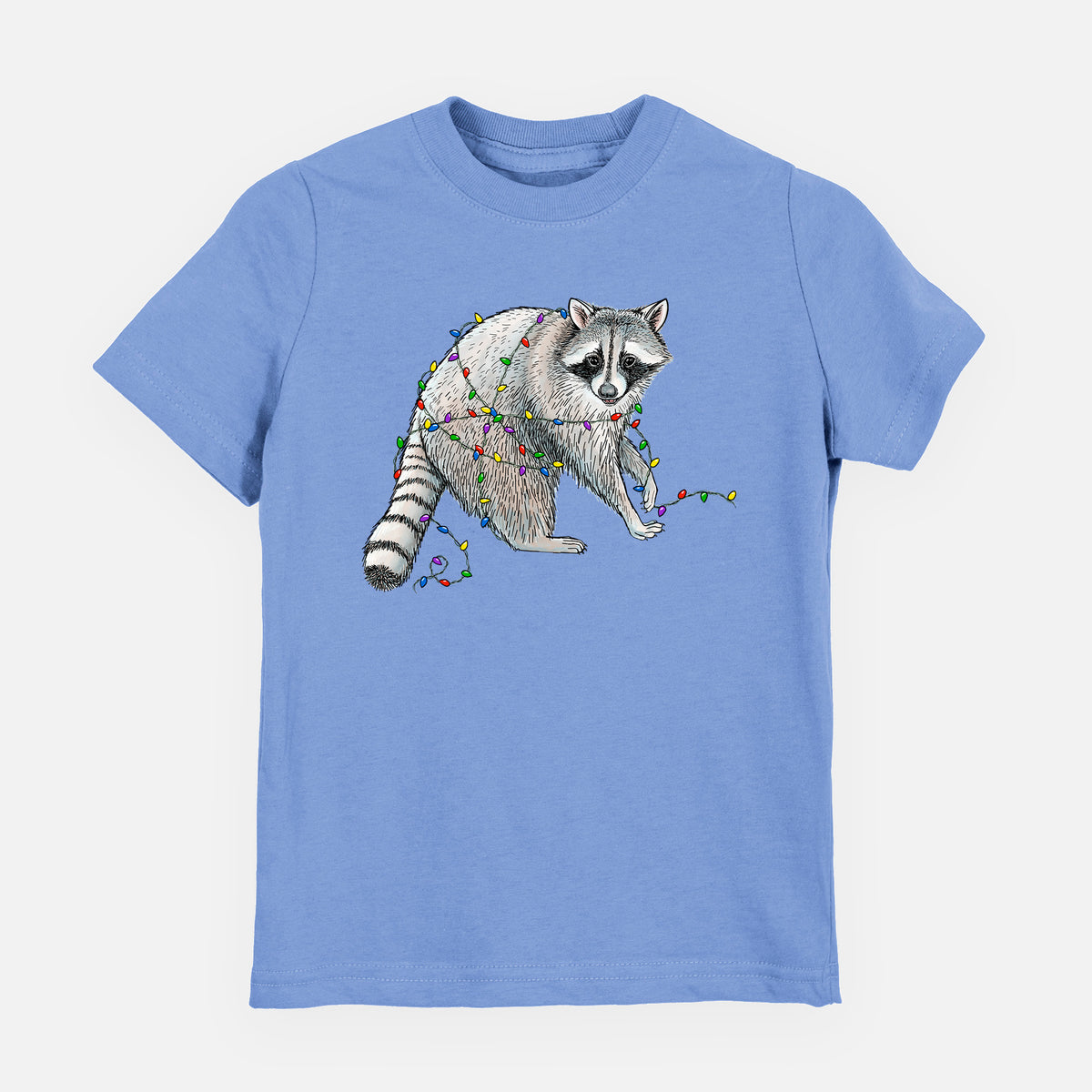 Christmas Raccoon - Toddler/Youth Shirt in Carolina Blue