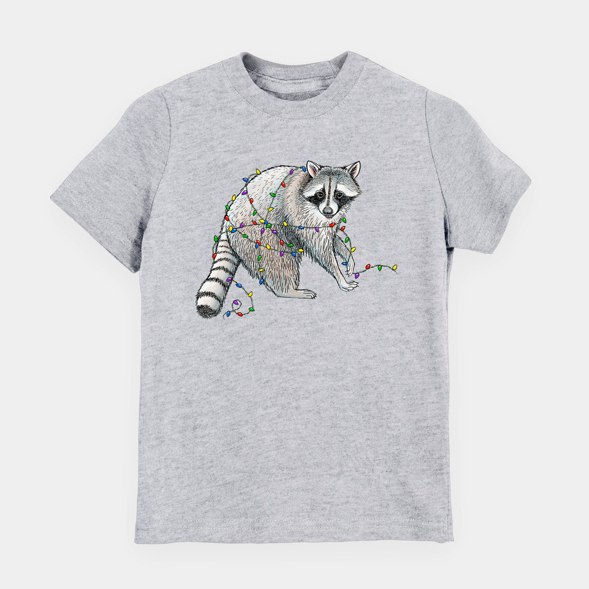 Christmas Raccoon - Toddler/Youth Shirt in Heather Grey