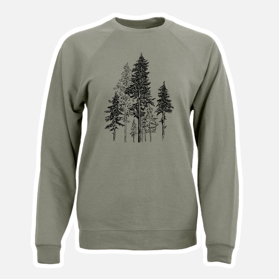 Product photo of the BeCause Tees Hemlock Forest - Slim Fit Crewneck Loopback Sweatshirt.