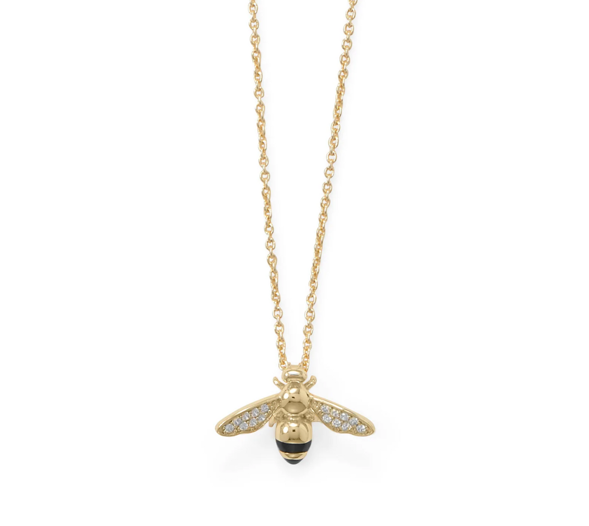 Product photo of the BeCause Tees Honey Bee 14 Karat Gold Plated Necklace.