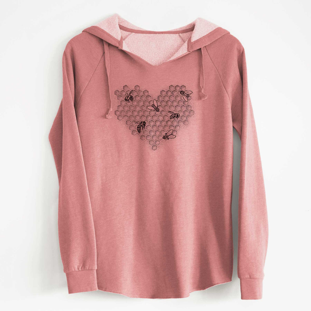 Honeycomb Heart with Bees - Cali Wave Hooded Sweatshirt