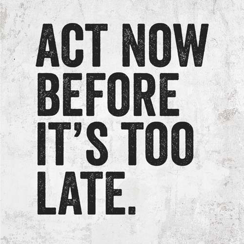 Act Now Before It's Too Late