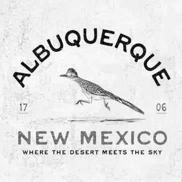 Hand-drawn roadrunner design for Albuquerque, New Mexico