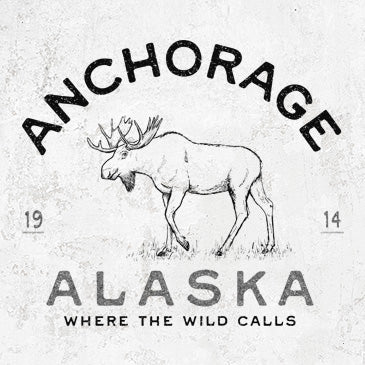 Hand-drawn Anchorage Alaska Moose Design on Apparel and Gifts