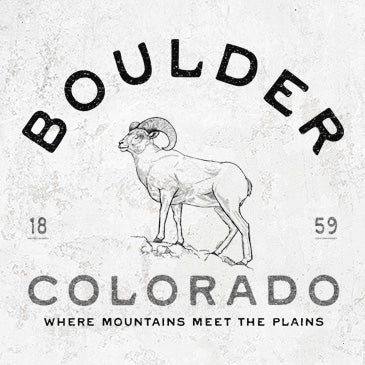 Hand-drawn bighorn sheep design for Boulder, Colorado