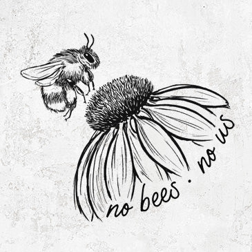 No Bees No Us hand-drawn illustration on apparel