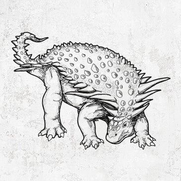 Nodosaurus illustration on shirts and accessories