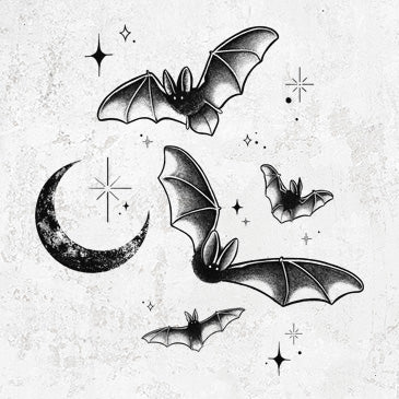 Townsend's Bats Under a Crescent Moon