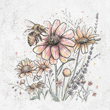 Bee Pollinating Colorful Wildflowers on Apparel