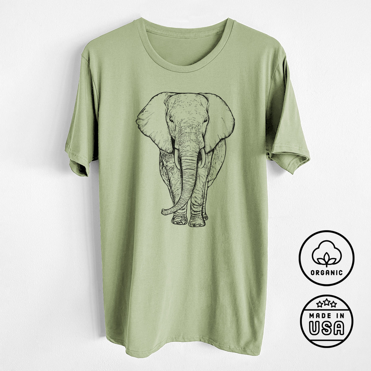 CLOSEOUT - Loxodonta africana - African Elephant - Unisex Crewneck - Made in USA - 100% Organic Cotton