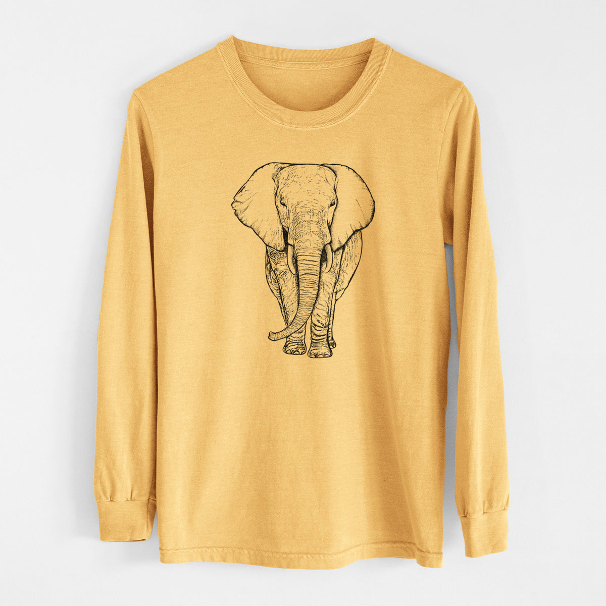 Loxodonta africana - African Elephant - Men&#39;s Heavyweight 100% Cotton Long Sleeve