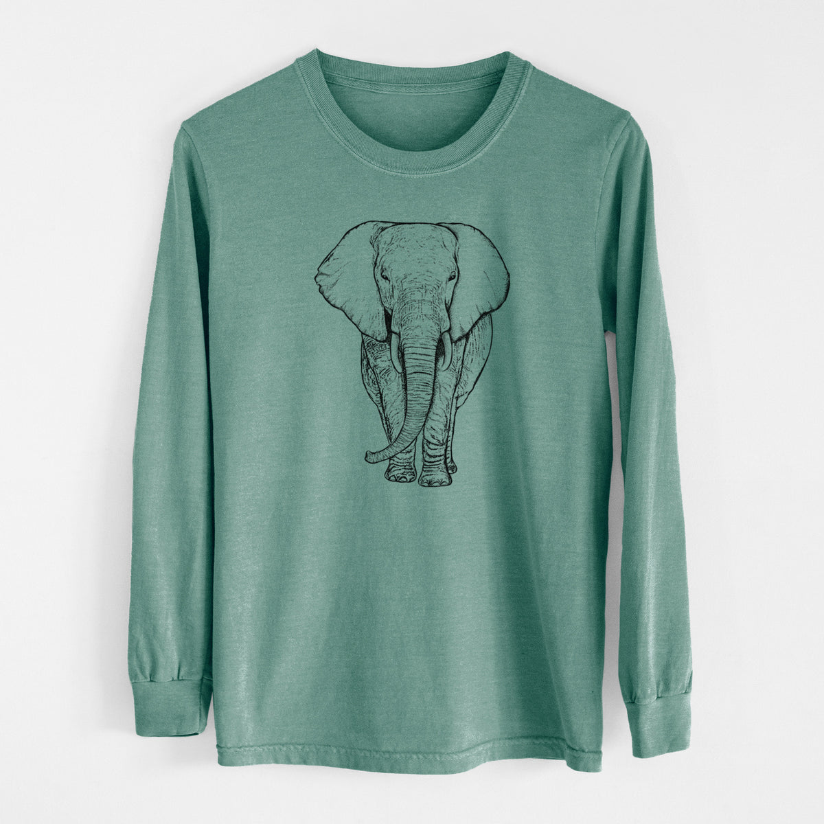 Loxodonta africana - African Elephant - Men&#39;s Heavyweight 100% Cotton Long Sleeve