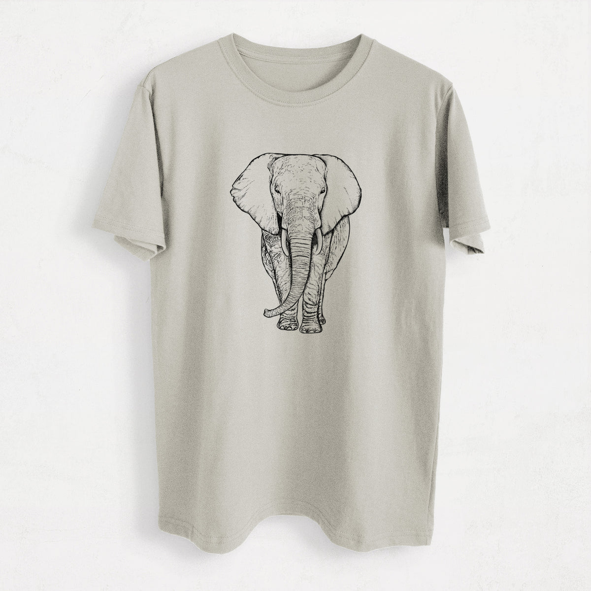Loxodonta africana - African Elephant - Heavyweight Men&#39;s 100% Organic Cotton Tee
