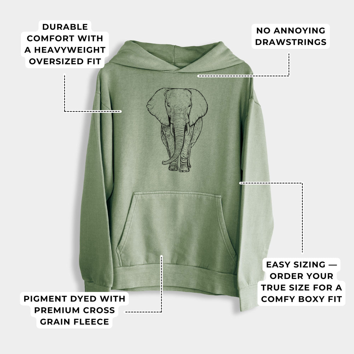 Loxodonta africana - African Elephant  - Urban Heavyweight Hoodie