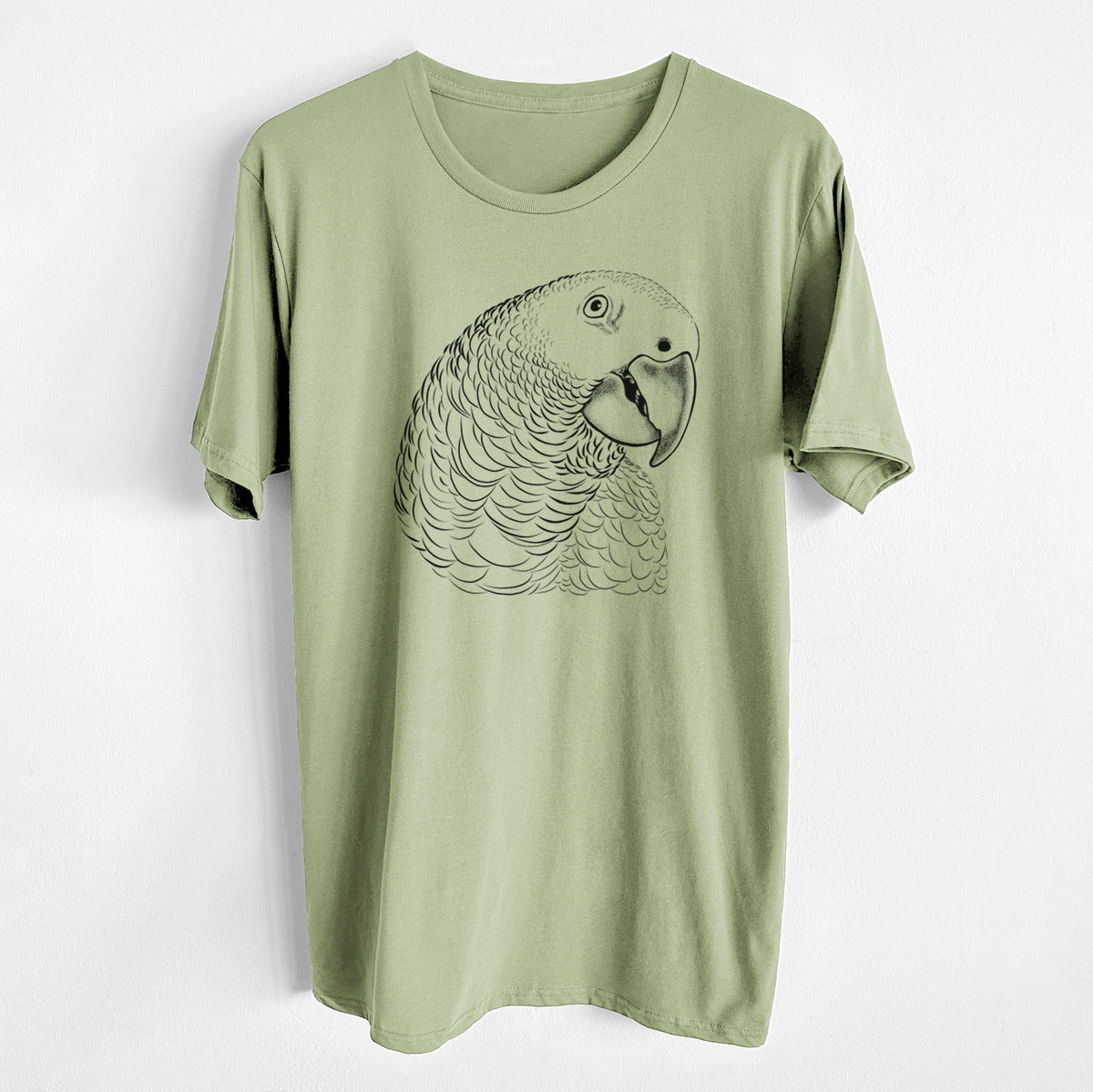 CLOSEOUT - African Grey Parrot - Unisex Crewneck - Made in USA - 100% Organic Cotton