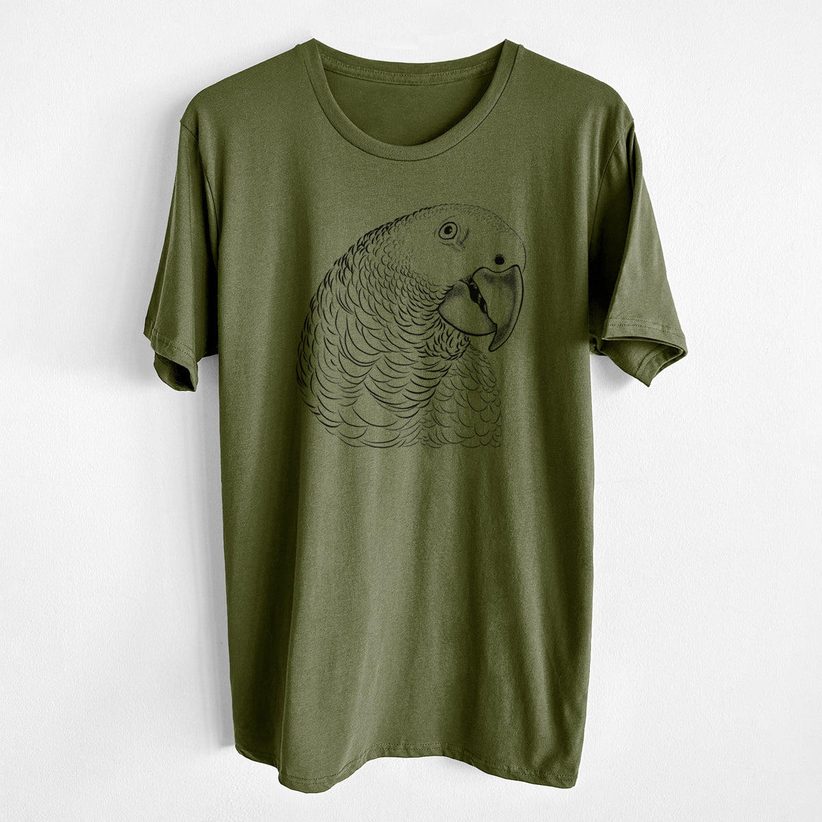 CLOSEOUT - African Grey Parrot - Unisex Crewneck - Made in USA - 100% Organic Cotton