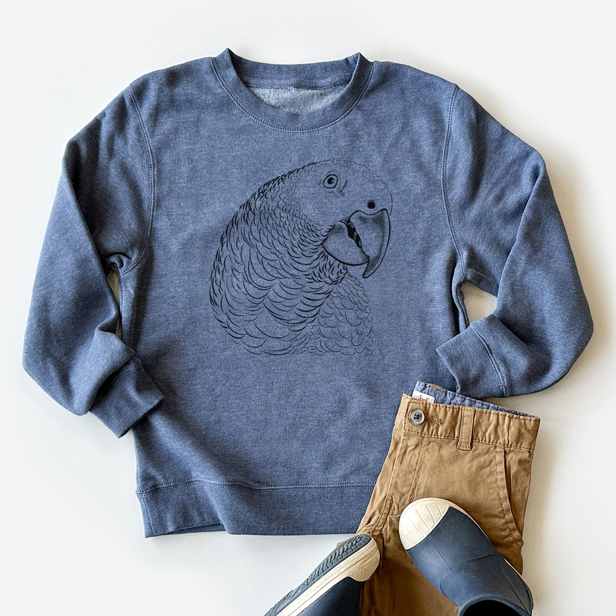 African Grey Parrot - Youth Lightweight Crewneck Sweatshirt