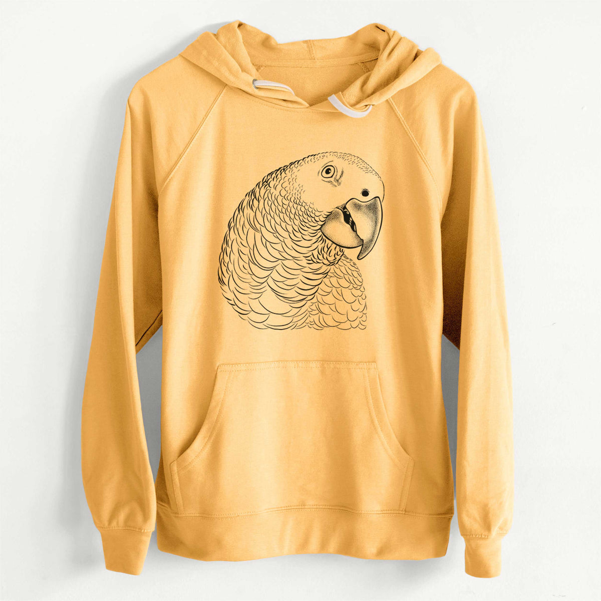 CLEARANCE - African Grey Parrot  - Unisex Slim Fit Loopback Terry Hoodie