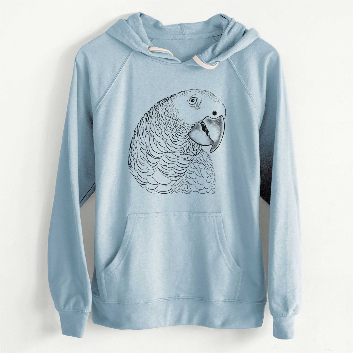 CLEARANCE - African Grey Parrot  - Unisex Slim Fit Loopback Terry Hoodie