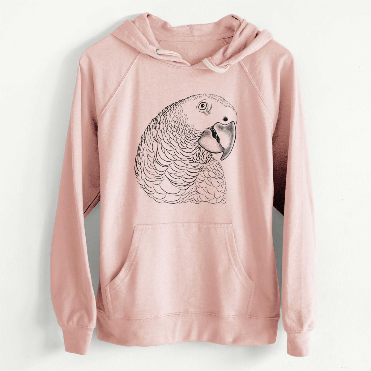 CLEARANCE - African Grey Parrot  - Unisex Slim Fit Loopback Terry Hoodie