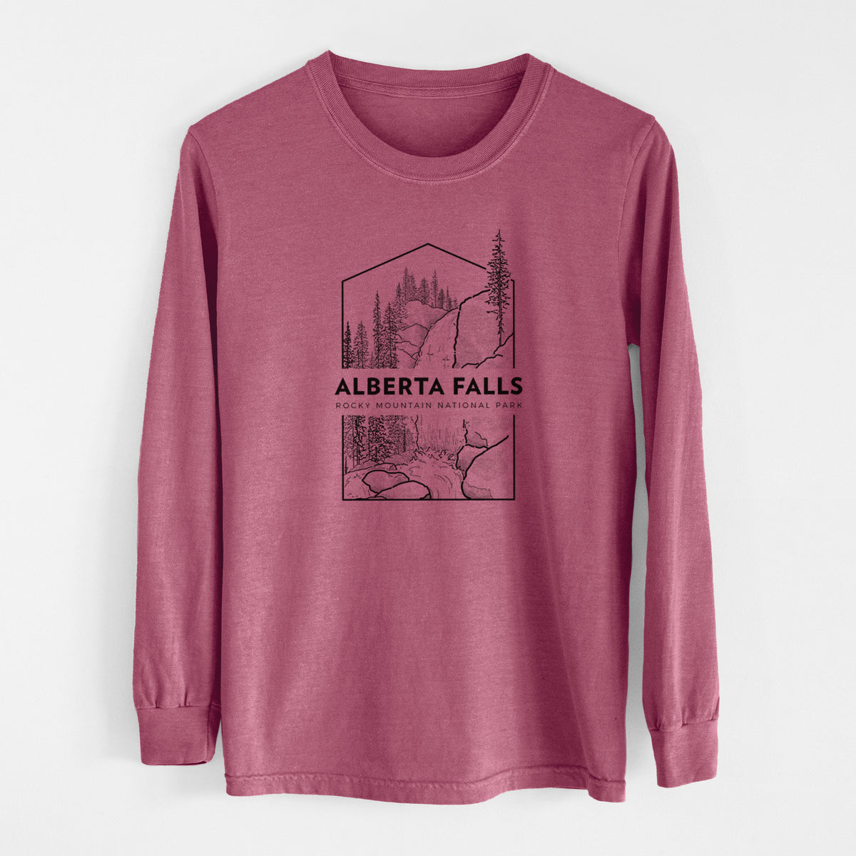 Alberta Falls - Rocky Mountain National Park - Men&#39;s Heavyweight 100% Cotton Long Sleeve