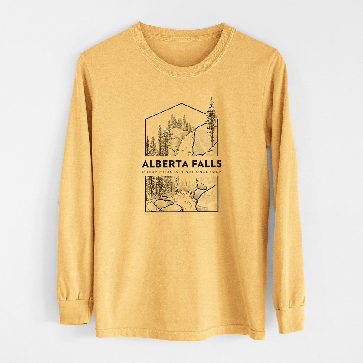 Alberta Falls - Rocky Mountain National Park - Men&#39;s Heavyweight 100% Cotton Long Sleeve