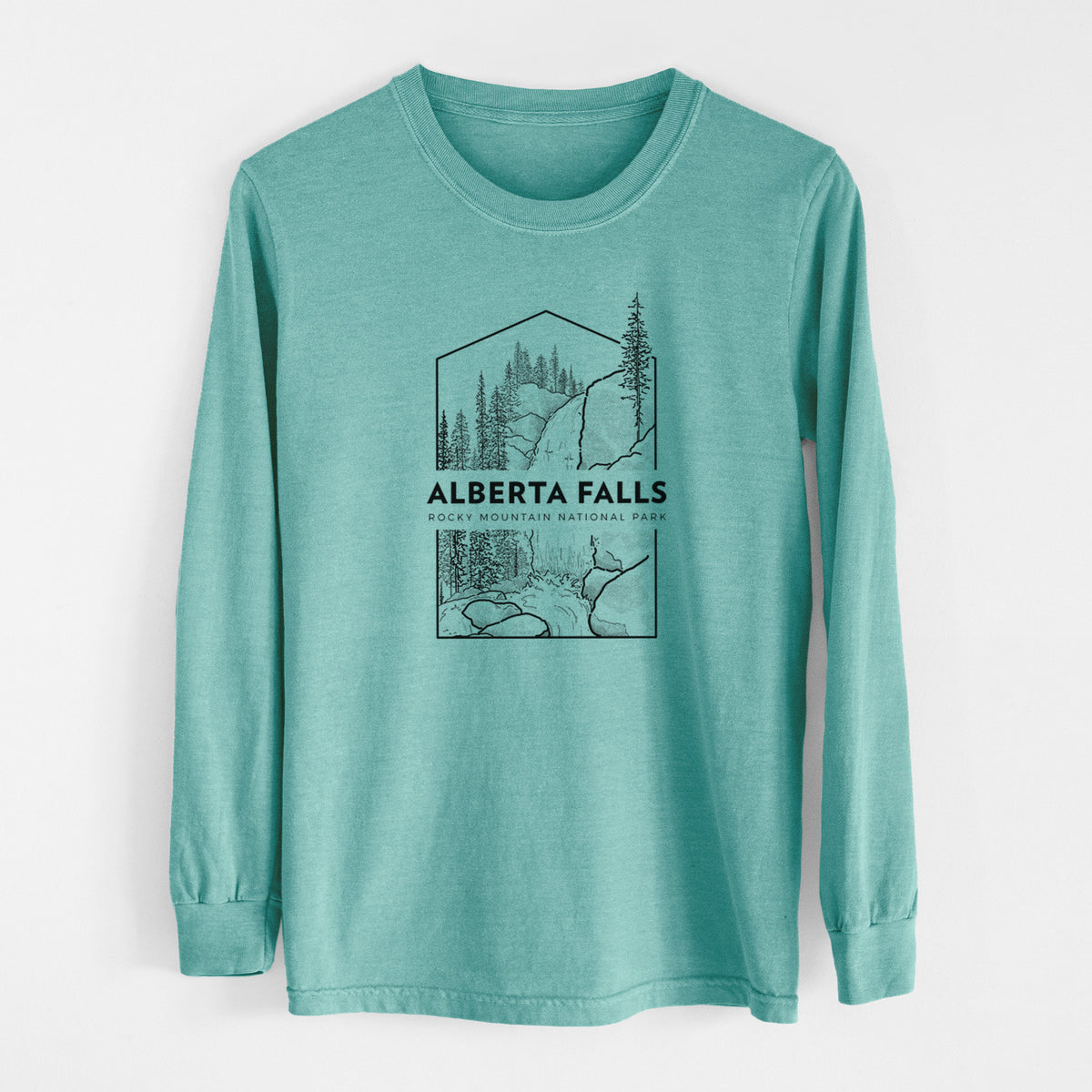 Alberta Falls - Rocky Mountain National Park - Men&#39;s Heavyweight 100% Cotton Long Sleeve