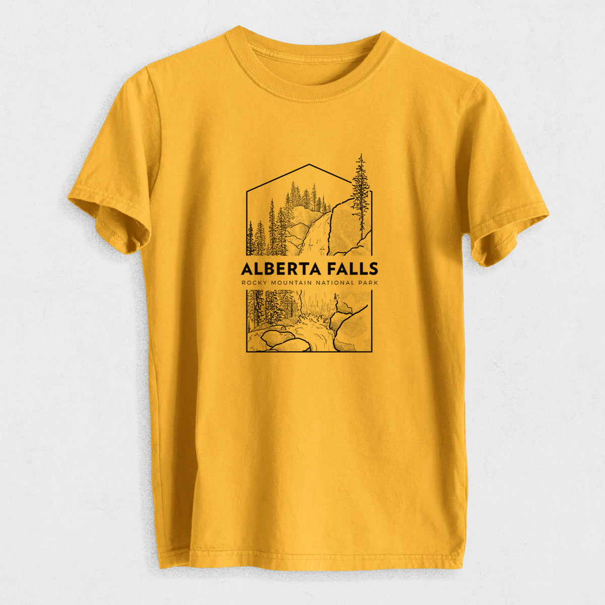 Alberta Falls - Rocky Mountain National Park - Heavyweight Men&#39;s 100% Organic Cotton Tee