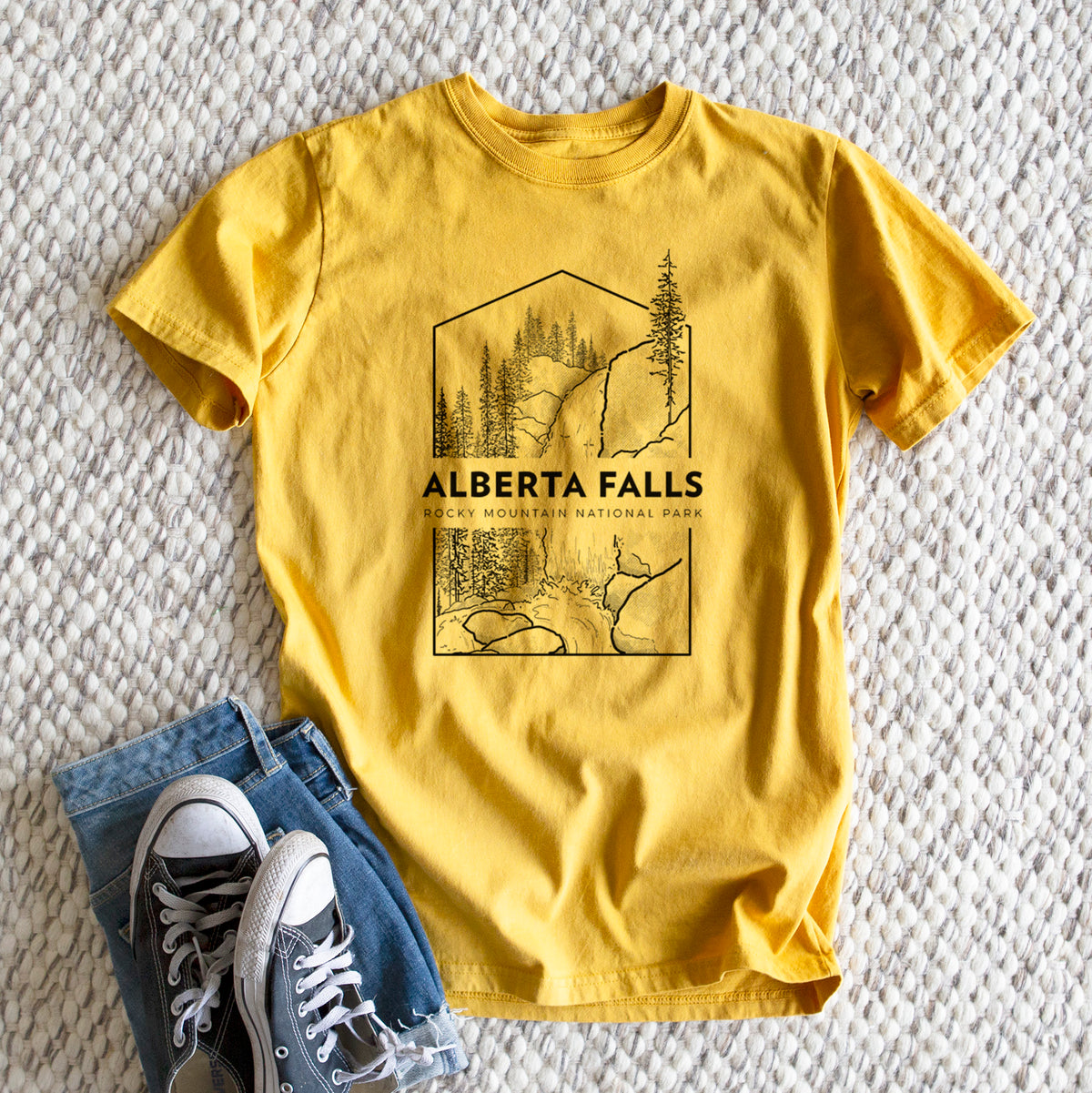 Alberta Falls - Rocky Mountain National Park - Heavyweight Men&#39;s 100% Organic Cotton Tee