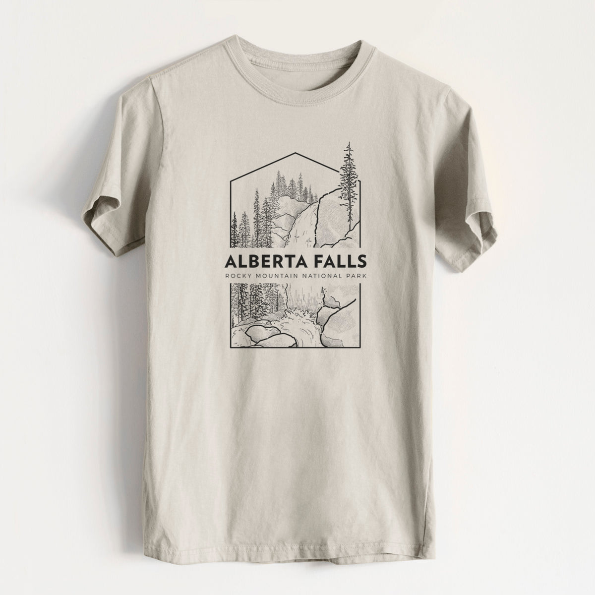 Alberta Falls - Rocky Mountain National Park - Heavyweight Men&#39;s 100% Organic Cotton Tee