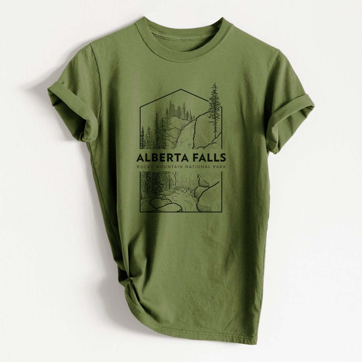 Alberta Falls - Rocky Mountain National Park - Heavyweight Men&#39;s 100% Organic Cotton Tee