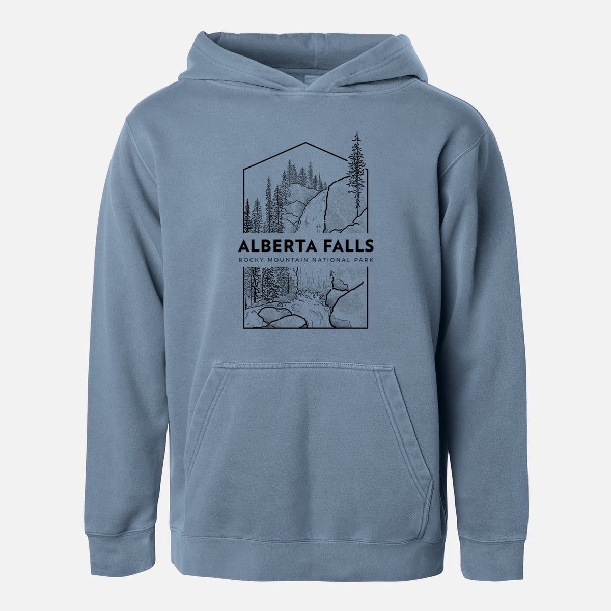 Alberta Falls - Rocky Mountain National Park - Youth Pigment Dyed Hoodie