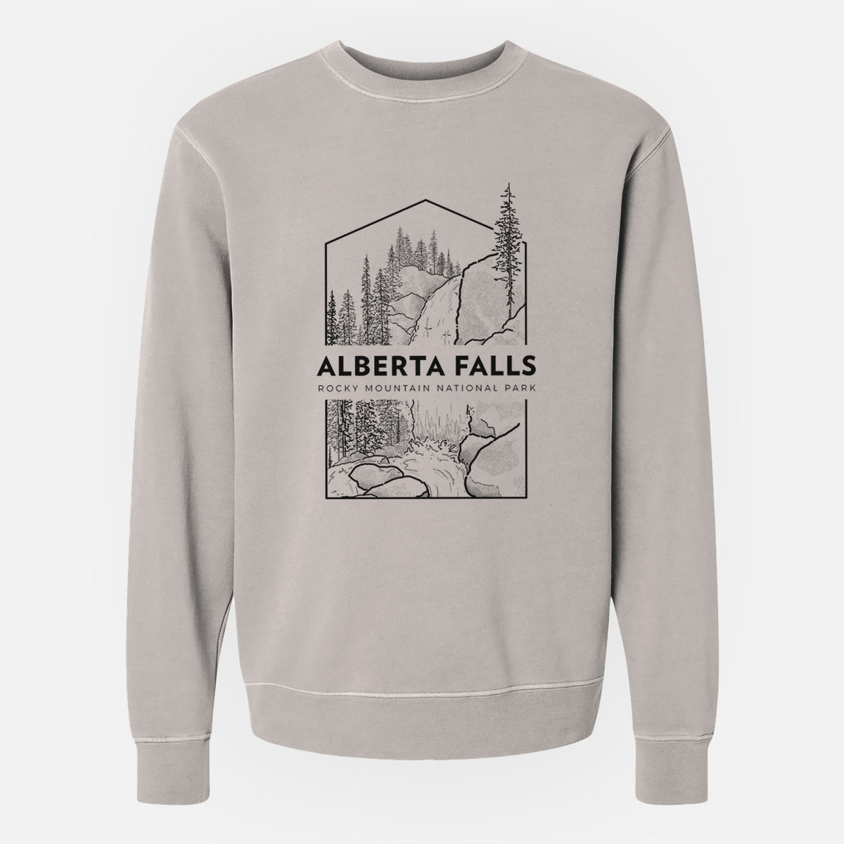 Alberta Falls - Rocky Mountain National Park - Unisex Pigment Dyed Crew Sweatshirt