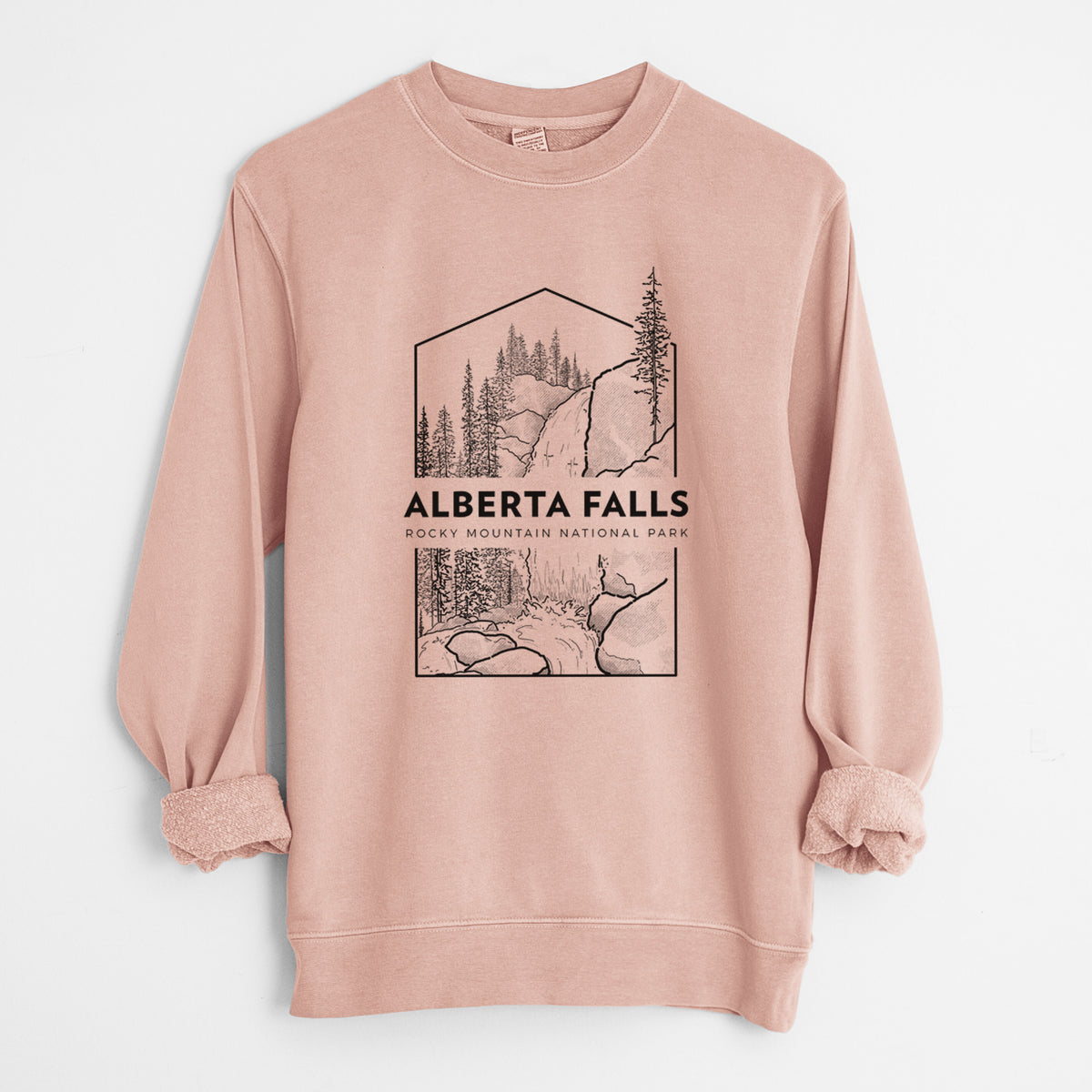 Alberta Falls - Rocky Mountain National Park - Unisex Pigment Dyed Crew Sweatshirt