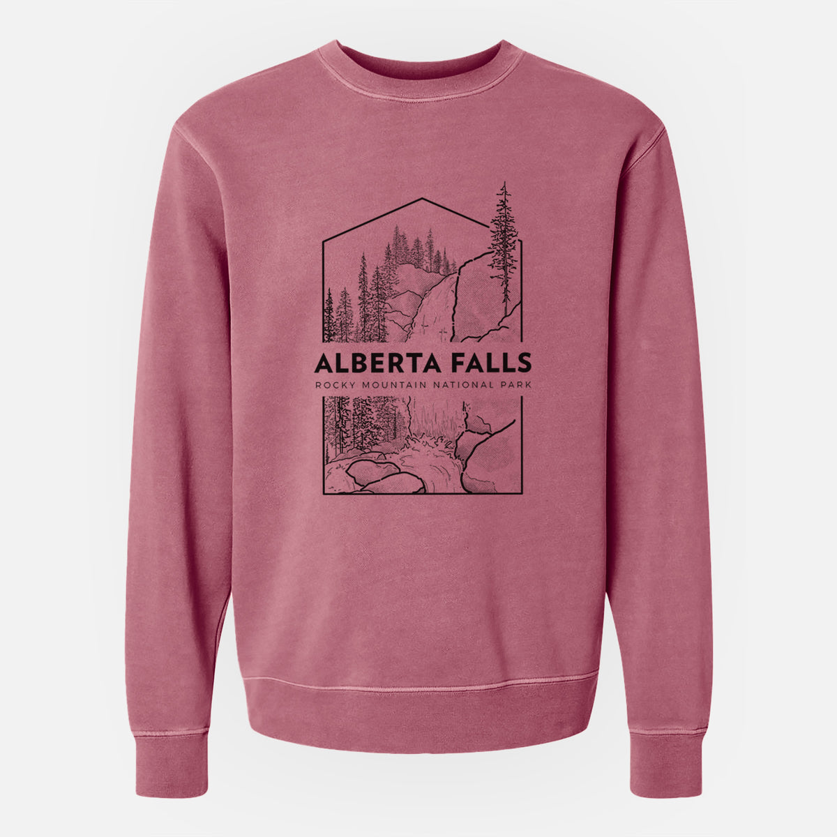 Alberta Falls - Rocky Mountain National Park - Unisex Pigment Dyed Crew Sweatshirt